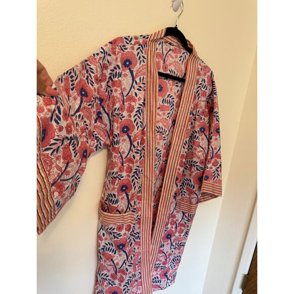 Vintage-Style Floral Cotton Kimono Robe – Size 12 - Picture 2 of 6